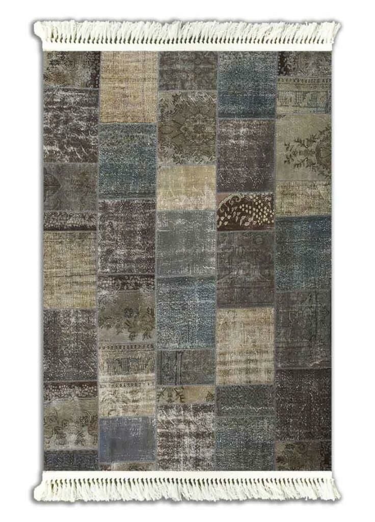 6018 ETNİK MAVİ DESEN KAYDIRMAZ HALI 140X200cm