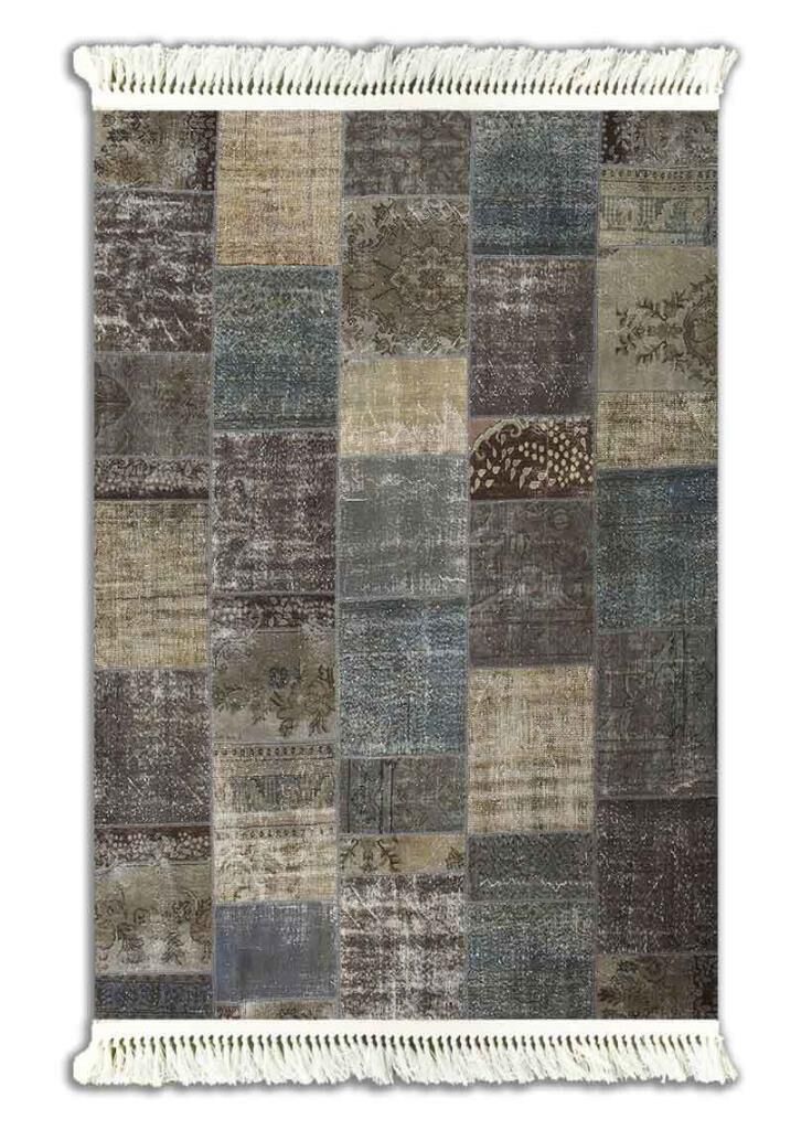 6018 ETNİK MAVİ DESEN KAYDIRMAZ HALI 140X200cm