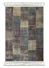 6018 ETNİK MAVİ DESEN KAYDIRMAZ HALI 140X200cm