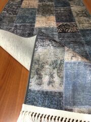 6018 ETNİK MAVİ DESEN KAYDIRMAZ HALI 140X200cm