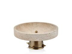 EVZA MERMER BRONZ TRAVERTEN AYAKLI SUNUM TABAK/DEKOR 12CM