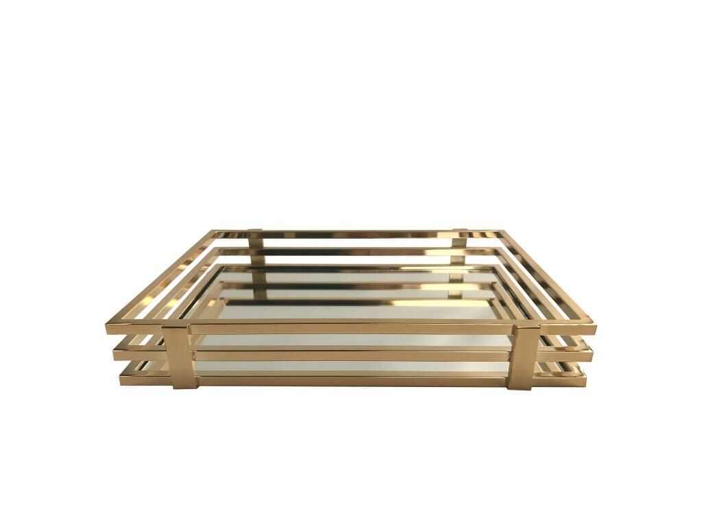 3 KATLI AYNALI ALTIN TEPSİ 40CM