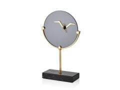 EVZA MERMER SİYAH ALTIN KAİDELİ KUŞLU DİSK 35CM