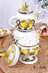 Emaye Çaydanlık Ve Şekerlik Takımı Linda