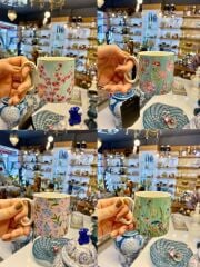 JUNGLE ÇİÇEKLİ PORSELEN KUPA 4'LÜ