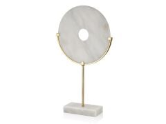 EVZA MERMER BEYAZ ALTIN KAİDELİ DİSK DEKOR 50CM