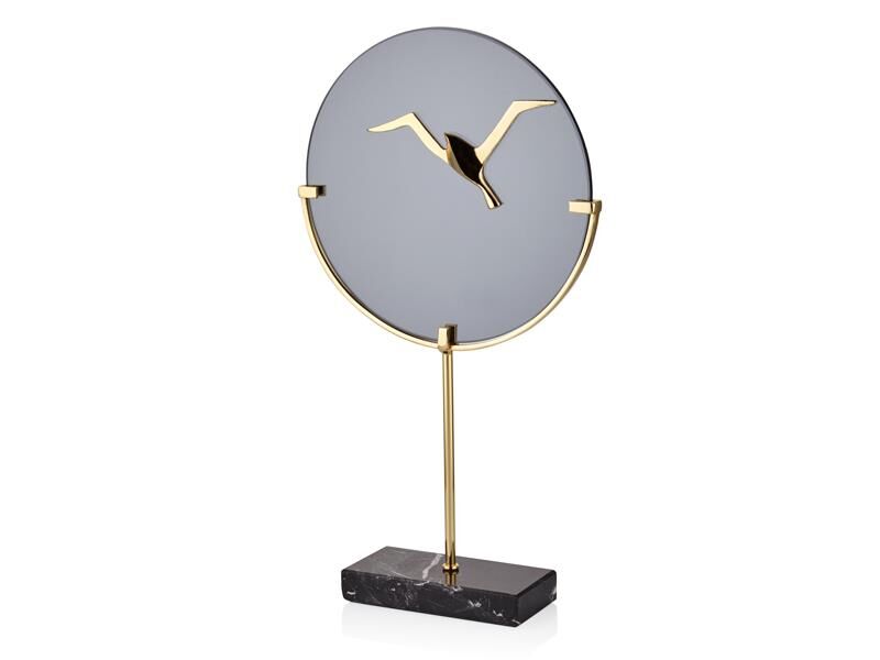 EVZA MERMER SİYAH ALTIN KAİDELİ KUŞLU DİSK 50CM