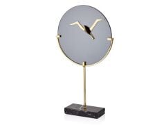 EVZA MERMER SİYAH ALTIN KAİDELİ KUŞLU DİSK 50CM