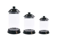 AROW LENA MERMER DESEN SİYAH 3'LÜ KAVANOZ SETİ