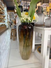 OMBRE KAHVERENGİ CAM VAZO 28X66CM