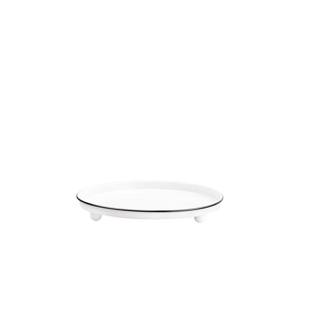 GALVENİZ BEYAZ AYAKLI YUVARLAK SUNUM TABAK/TEPSİ 25X3,5CM