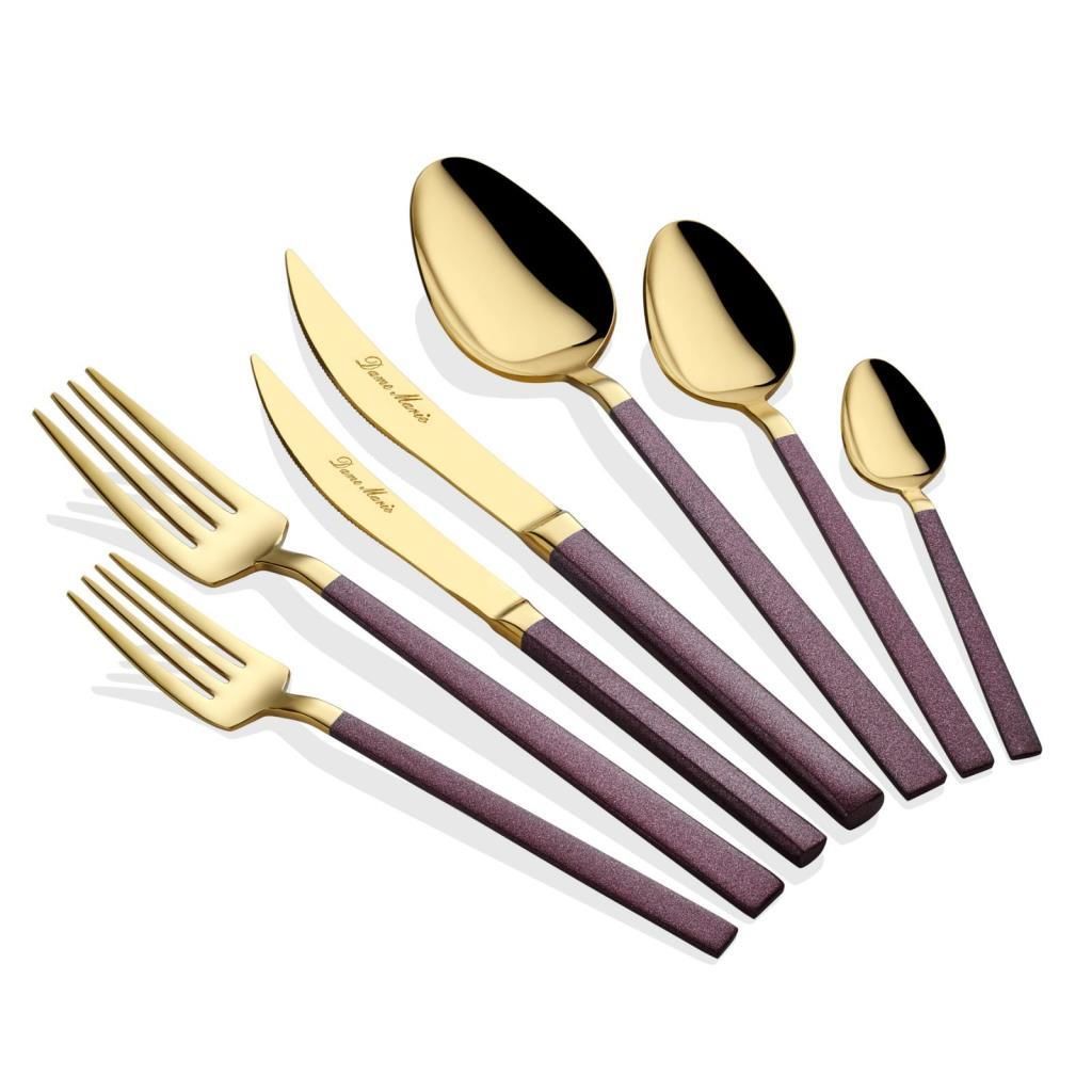 PİCASA GOLD PURPLE 42 PARÇA ÇATAL KAŞIK BIÇAK SETİ