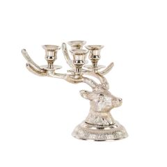 GÜMÜŞ METAL GEYİK 4'LÜ MUMLUK 25CM