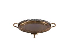 BRONZ ESKİTME YUVARLAK TEPSİ