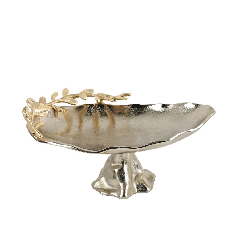 GÜMÜŞ ALTIN DEKORLU AYAKLI KASE 39X23X20CM