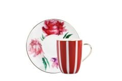 GARDENIAS KIRMIZI TEK KİŞİLİK TÜRK KAHVESİ FİNCANI