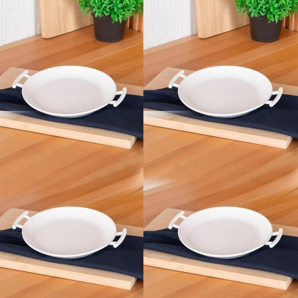 BIANCO PERLA KULPLU 4'LÜ YUVARLAK  SERVİS TABAK 22CM