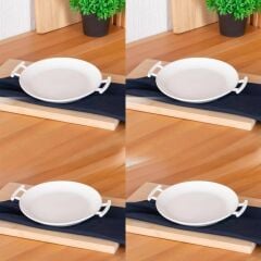 BIANCO PERLA KULPLU 4'LÜ YUVARLAK  SERVİS TABAK 22CM