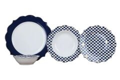 LACİVERT DAMALI 6 KİŞİLİK 24 PARÇA YEMEK TAKIMI