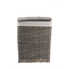 GRİ HASIR DİKDÖRTGEN ÇAMAŞIR SEPETİ 46X34X55CM