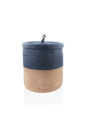 LACİVERT BAMBU JÜT ÇAMAŞIR SEPETİ 50X40CM