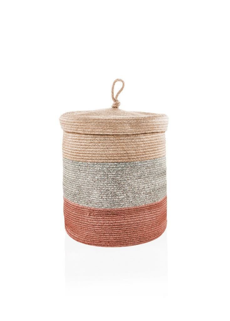 KİREMİT BAMBU JÜT ÇAMAŞIR SEPETİ 50X40CM