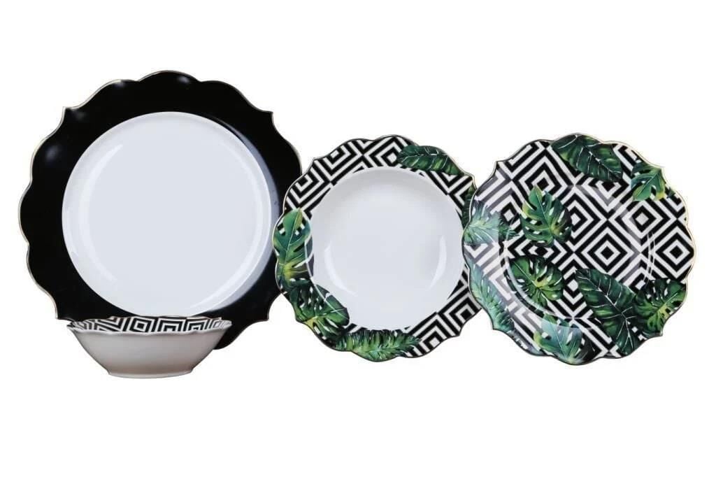 TROPİK DESEN 6 KİŞİLİK 24 PARÇA YEMEK TAKIMI