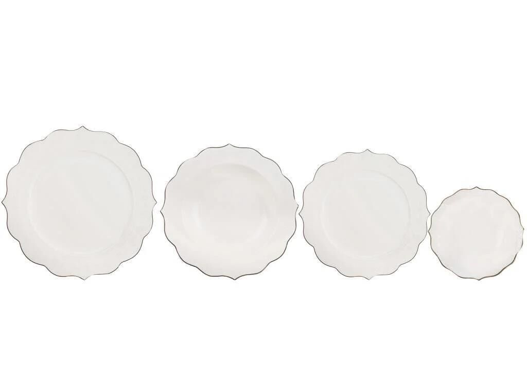 KREM ALTIN KABARTMALI 6 KİŞİLİK 24 PARÇA YEMEK TAKIMI