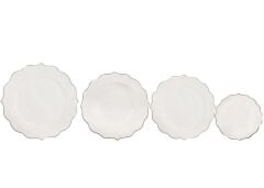 KREM ALTIN KABARTMALI 6 KİŞİLİK 24 PARÇA YEMEK TAKIMI